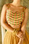 Buy_Shachi Sood_Yellow Lehenga Dupion Silk Print And Embroidery Kalamkari Tiered And Blouse Set _Online_at_Aza_Fashions