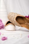 Shop_Label Deepti Bajaj_Ivory Embroidered Pearl Silk Juttis _at_Aza_Fashions