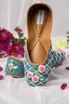 Buy_Label Deepti Bajaj_Blue Embroidered Juttis _at_Aza_Fashions