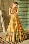 Shachi Sood_Yellow Lehenga Dupion Silk Print And Embroidery Kalamkari Tiered And Blouse Set _Online_at_Aza_Fashions