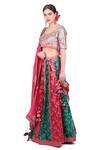 Nikasha Red Silk, Velvet, Georgette Round Embellished Lehenga Set Online at Aza Fashions Nikasha_Red Silk, Velvet, Georgette Round Embellished Lehenga Set _Online_at_Aza_Fashions