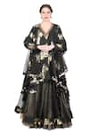 Buy_Nikasha_Black Silk V Neck Kurta Lehenga Set _at_Aza_Fashions