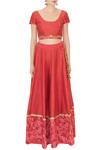 Shop_Natasha J_Red Round Chanderi Lehenga Set For Women_Online_at_Aza_Fashions