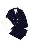 Buy_Partykles_Blue Terry Rayon Striped Blazer Set _at_Aza_Fashions