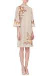Aqube by Amber_Beige Linen Embroidered Short Dress For Women_Online_at_Aza_Fashions