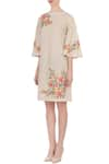 Buy_Aqube by Amber_Beige Linen Embroidered Short Dress  _Online_at_Aza_Fashions