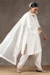 Kanika Sharma_White Tussar, Satin, Embroidery Kurta Set_Online_at_Aza_Fashions