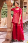 Buy Samatvam By Anjali Bhaskar Pink Georgette, Satin Square Neck Embellished Kurta Sharara Set at Aza Fashions Buy_Samatvam By Anjali Bhaskar_Pink Georgette, Satin Square Neck Embellished Kurta Sharara Set _at_Aza_Fashions