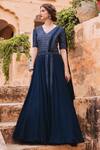 Buy_Samatvam By Anjali Bhaskar_Blue Georgette Shantoon V-shaped Neckline Embroidered Anarkali _Online_at_Aza_Fashions