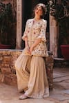 Buy Samatvam By Anjali Bhaskar Off White Shantoon, Habutai Silk Round Embroidered Kurta Sharara Set at Aza Fashions Buy_Samatvam By Anjali Bhaskar_Off White Shantoon, Habutai Silk Round Embroidered Kurta Sharara Set _at_Aza_Fashions