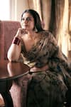 Shop_Archana Jaju_Brown Silk Hand Painted Kalamkari Sweetheart Pure Saree With Blouse For Women_Online_at_Aza_Fashions