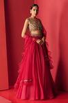 Buy_Ridhi Mehra_Pink Organza Bridal Lehenga Set _at_Aza_Fashions