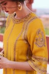 Samatvam By Anjali Bhaskar Yellow Cotton, Chanderi, Shantoon Round Embroidered Kurta Set at Aza Fashions Samatvam By Anjali Bhaskar_Yellow Cotton, Chanderi, Shantoon Round Embroidered Kurta Set _at_Aza_Fashions