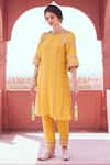 Buy Samatvam By Anjali Bhaskar Yellow Cotton, Chanderi, Shantoon Round Embroidered Kurta Set at Aza Fashions Buy_Samatvam By Anjali Bhaskar_Yellow Cotton, Chanderi, Shantoon Round Embroidered Kurta Set _at_Aza_Fashions