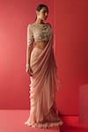 Ridhi Mehra_Peach Chiffon Pre-draped Ruffle Saree  _Online_at_Aza_Fashions