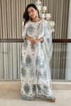 Buy_Palak & Mehak_White Crepe Printed Block Boat Neck Kurta Set _at_Aza_Fashions