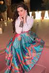 Buy_Siddhartha Bansal_Green Dupion Printed Maxi Skirt_at_Aza_Fashions
