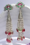 Buy_Sangeeta Boochra_Silver Plated Stones, Zari Handcrafted Kundan Long Jhumkas _at_Aza_Fashions