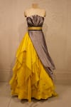 Shantnu Nikhil_Yellow Layered Organza Gown_Online_at_Aza_Fashions