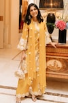 Buy_Surabhi Arya_Yellow Kurta And Sharara Chanderi Dupatta Chiffon Round Set _at_Aza_Fashions