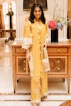 Shop_Surabhi Arya_Yellow Kurta And Sharara Chanderi Dupatta Chiffon Round Set_at_Aza_Fashions