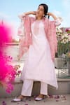 Buy_Chhaya Mehrotra_Pink Kurta Handwoven Chanderi Pants Cotton Dupatta Silk Set  _at_Aza_Fashions