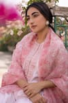 Shop_Chhaya Mehrotra_Pink Kurta Handwoven Chanderi Pants Cotton Dupatta Silk Set  _Online_at_Aza_Fashions