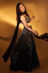 Buy_Sawan Gandhi_Black Embellished Lehenga Set_at_Aza_Fashions