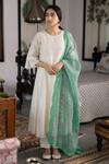 Buy_Chhaya Mehrotra_White Anarkali Handwoven Chanderi Pants Cotton Dupatta Kurta Set  _at_Aza_Fashions