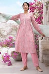 Buy_Chhaya Mehrotra_Pink Anarkali Handwoven Chanderi Salwar Cotton Round Set _Online_at_Aza_Fashions