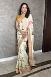 Buy_Masaba_Ivory Raw Silk Printed Floral Fantasy Saree _at_Aza_Fashions