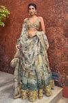 Buy_Archana Jaju_Green , Chanderi , Forest Kalamkari Bridal Lehenga Set_at_Aza_Fashions