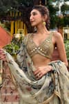 Archana Jaju_Green , Chanderi , Forest Kalamkari Bridal Lehenga Set_Online