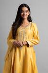 Buy_Heena Kochhar_Yellow Chanderi Lucknowi Anarkali Set_Online_at_Aza_Fashions