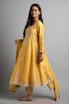 Heena Kochhar_Yellow Chanderi Lucknowi Anarkali Set_Online_at_Aza_Fashions