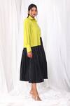 KHAT_Black Poplin Cotton Colorblock And Striped Pattern Shirt Dress_Online_at_Aza_Fashions