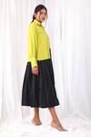 Buy_KHAT_Black Poplin Cotton Colorblock And Striped Pattern Shirt Dress_Online_at_Aza_Fashions