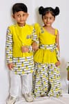 Kirti Agarwal - Pret N Couture_Yellow Cotton, Silk Embroidery Pineapple Bundi And Kurta Set _at_Aza_Fashions