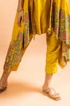 Buy_Sunita Nagi_Yellow Dupion Embroidered Leather And Applique Work Jacket Open Pant Set _Online_at_Aza_Fashions
