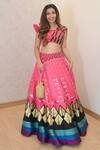 Buy_Shweta Aggarwal_Pink Mysore And Net, Pure Raw Cutdana, Bead & Embroidered Lehenga Set _at_Aza_Fashions