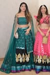 Buy_Shweta Aggarwal_Green Organza And Pure Raw Silk Cutdana, Bead & Sequin Embroidered Lehenga Set _at_Aza_Fashions