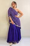Shop_Pink City By Sarika_Purple Silk, Georgette Floral, Bandhani, Zari Printed Kurta And Sharara Set _Online_at_Aza_Fashions