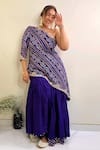 Buy_Pink City By Sarika_Purple Silk, Georgette Floral, Bandhani, Zari Printed Kurta And Sharara Set _at_Aza_Fashions