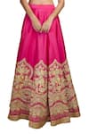 Shop_Bhairavi Jaikishan_Pink Taffeta Embroidered Lehenga Set_Online_at_Aza_Fashions