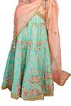 Shop_Bhairavi Jaikishan_Green Taffeta Embroidered Lehenga Set_Online_at_Aza_Fashions