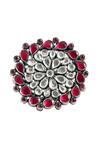 Buy_Sangeeta Boochra_Silver Plated Handmade Kundan Floral Ring _at_Aza_Fashions