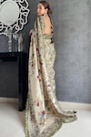 Archana Jaju_Beige Silk Embroidery Round Printed Saree With Blouse _at_Aza_Fashions