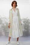 Buy_Arcvsh by Pallavi Singh_White Cotton Linen Jacket And Midi Dress_at_Aza_Fashions