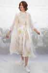 Shop_Arcvsh by Pallavi Singh_White Linen Jacket Notched Lapel Skirt Set  _Online_at_Aza_Fashions