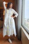 Buy_Arcvsh by Pallavi Singh_White Linen Jacket Notched Lapel Skirt Set  _at_Aza_Fashions